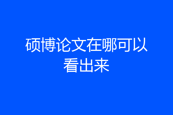 硕博论文在哪可以看出来