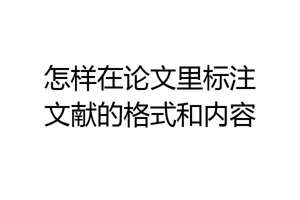 怎样在论文里标注文献的格式和内容