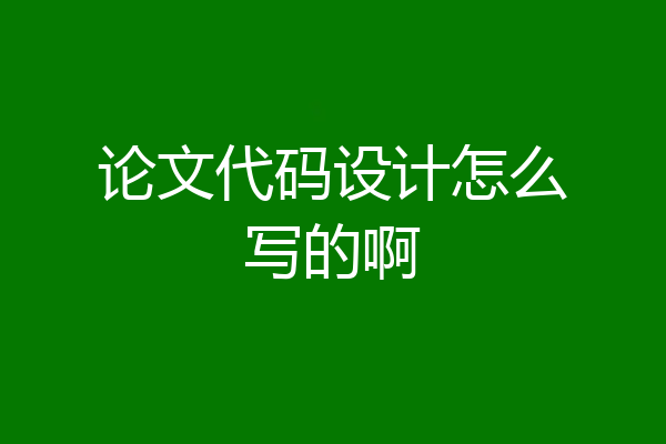 论文代码设计怎么写的啊