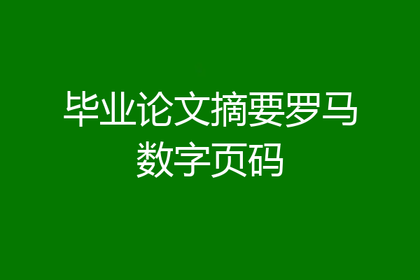 毕业论文摘要罗马数字页码