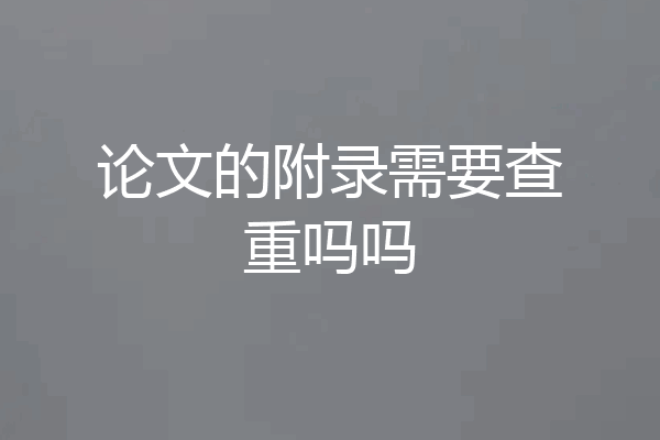 论文的附录需要查重吗吗