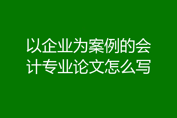 以企业为案例的会计专业论文怎么写