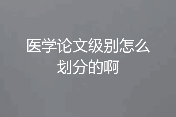 医学论文级别怎么划分的啊