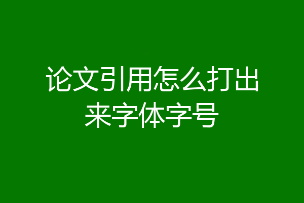 论文引用怎么打出来字体字号