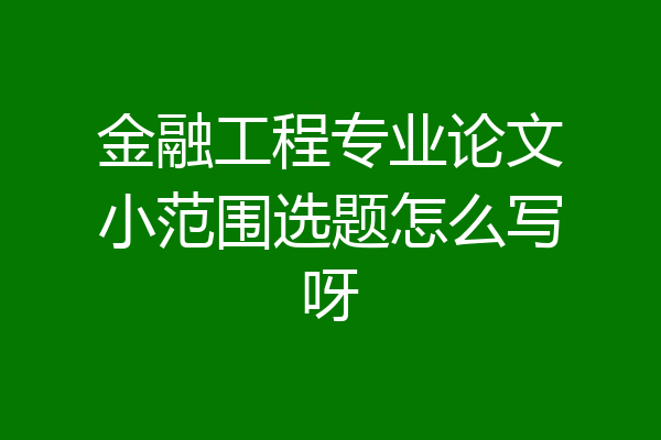 金融工程专业论文小范围选题怎么写呀