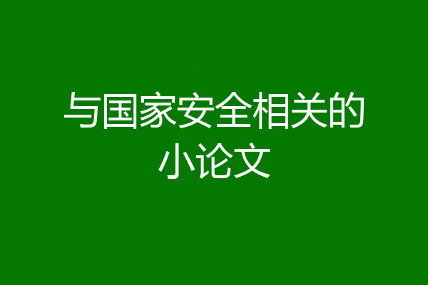 与国家安全相关的小论文