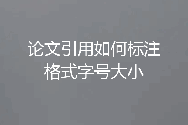 论文引用如何标注格式字号大小