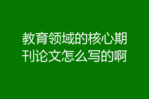 教育领域的核心期刊论文怎么写的啊