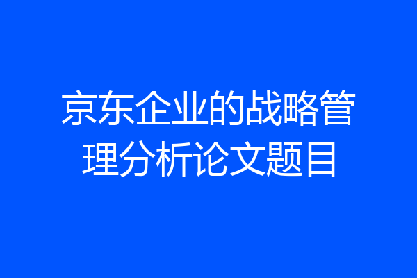 京东企业的战略管理分析论文题目