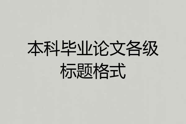 本科毕业论文各级标题格式