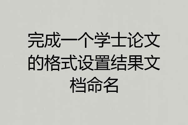 完成一个学士论文的格式设置结果文档命名