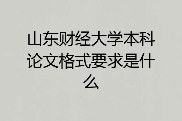 山东财经大学本科论文格式要求是什么