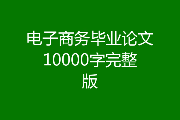 电子商务毕业论文10000字完整版