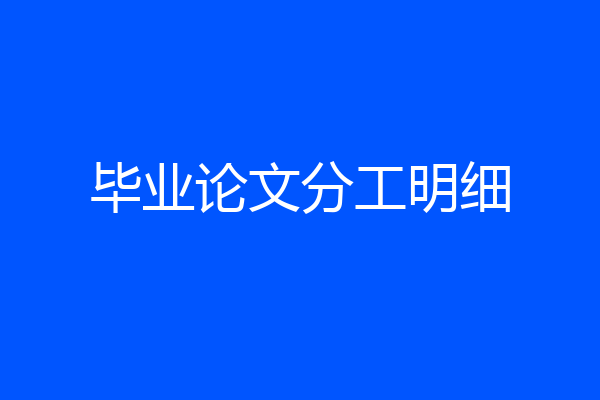毕业论文分工明细