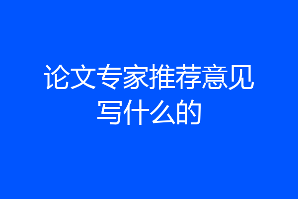 论文专家推荐意见写什么的