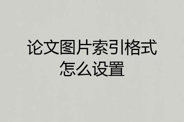 论文图片索引格式怎么设置