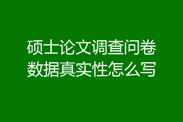 硕士论文调查问卷数据真实性怎么写