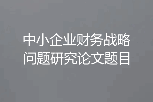 中小企业财务战略问题研究论文题目