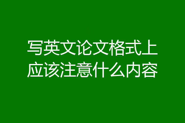写英文论文格式上应该注意什么内容