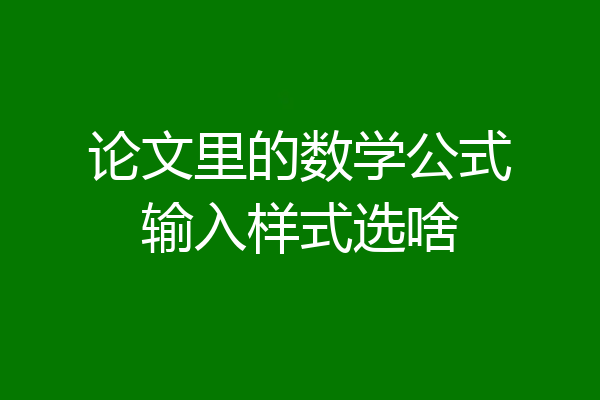 论文里的数学公式输入样式选啥