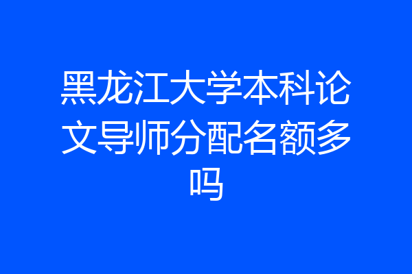 黑龙江大学本科论文导师分配名额多吗