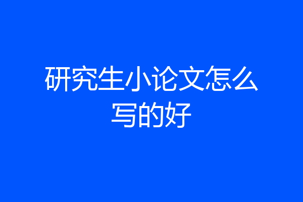 研究生小论文怎么写的好