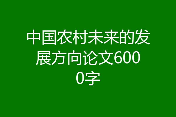 中国农村未来的发展方向论文6000字
