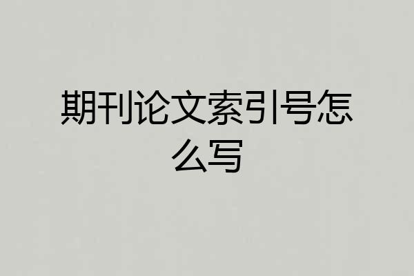 期刊论文索引号怎么写