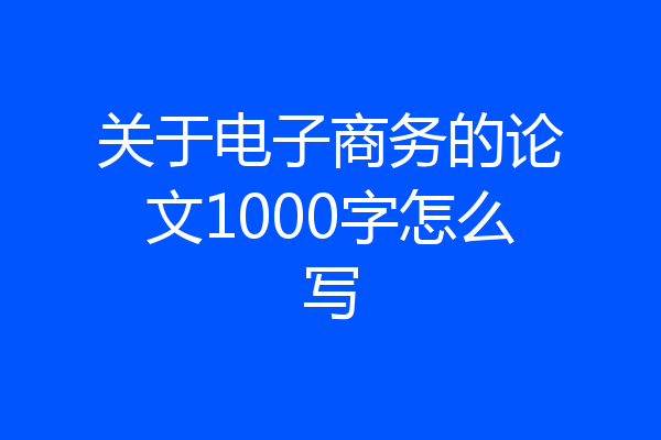 关于电子商务的论文1000字怎么写