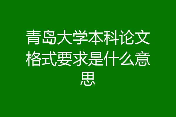 青岛大学本科论文格式要求是什么意思
