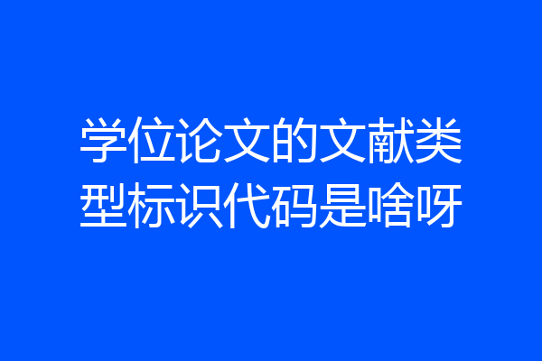 学位论文的文献类型标识代码是啥呀