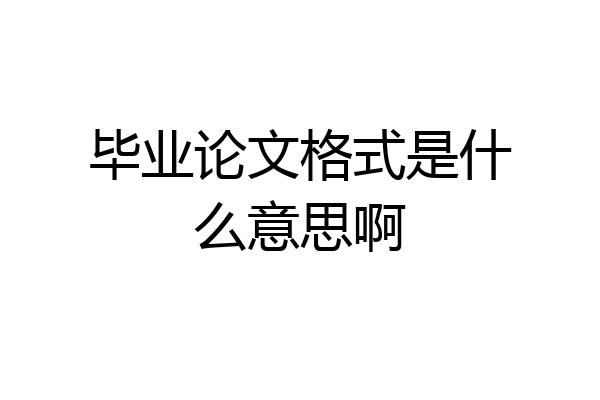 毕业论文格式是什么意思啊