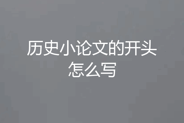 历史小论文的开头怎么写