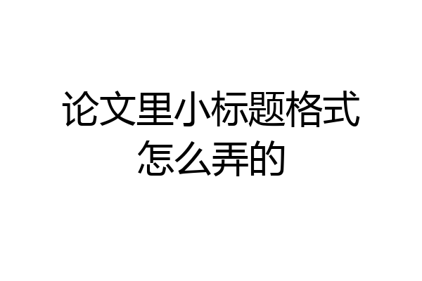 论文里小标题格式怎么弄的