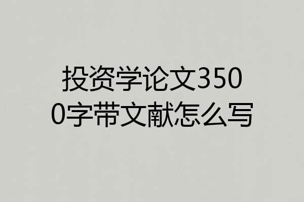 投资学论文3500字带文献怎么写