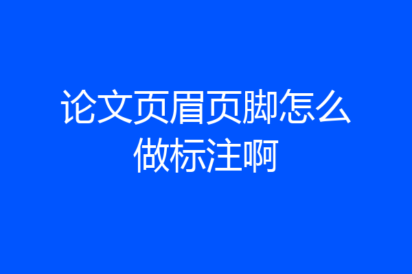 论文页眉页脚怎么做标注啊