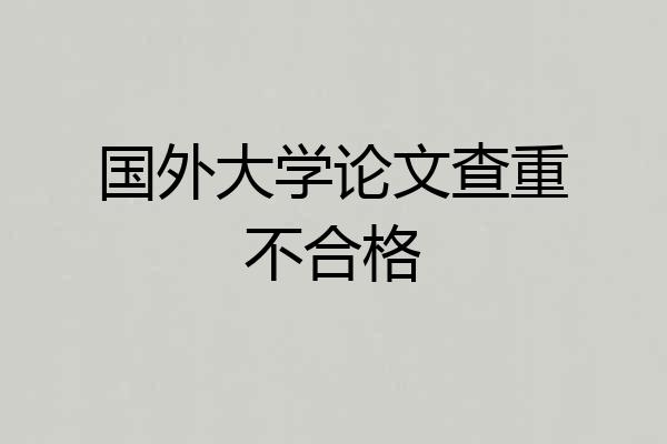 国外大学论文查重不合格