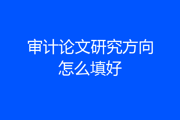 审计论文研究方向怎么填好