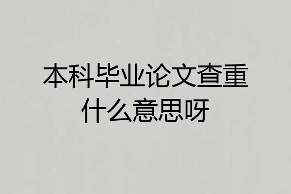 本科毕业论文查重什么意思呀