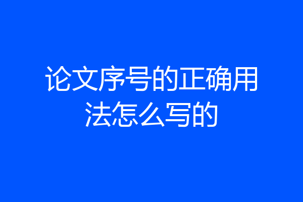 论文序号的正确用法怎么写的