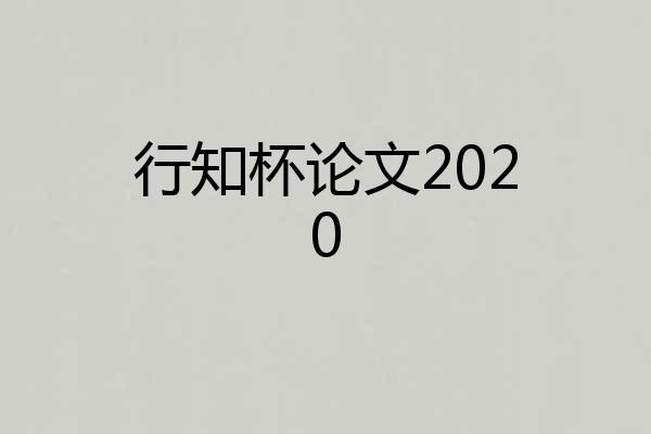 行知杯论文2020