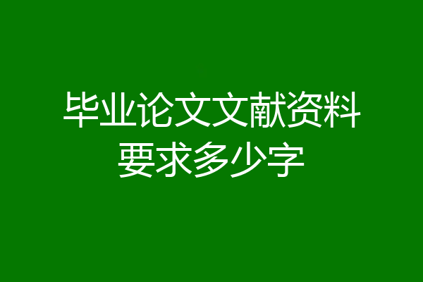 毕业论文文献资料要求多少字