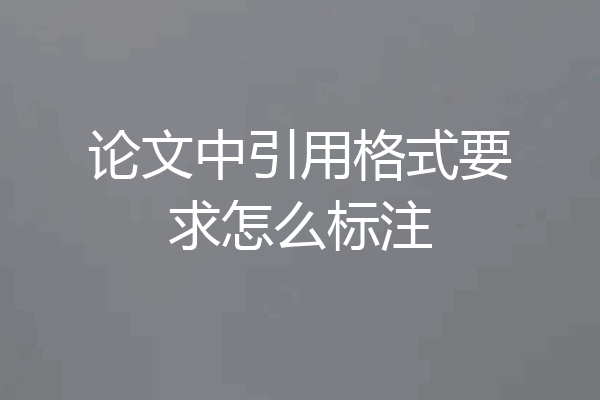 论文中引用格式要求怎么标注