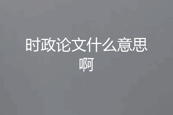 时政论文什么意思啊