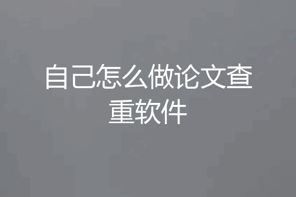 自己怎么做论文查重软件