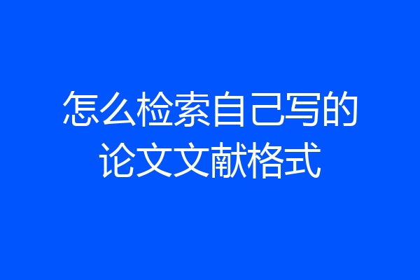 怎么检索自己写的论文文献格式