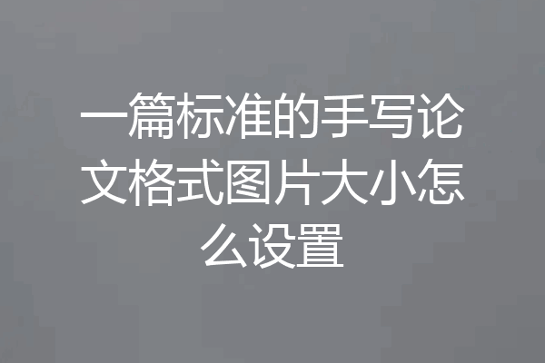 一篇标准的手写论文格式图片大小怎么设置