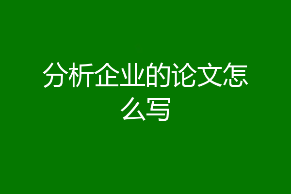 分析企业的论文怎么写