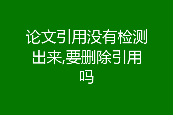 论文引用没有检测出来,要删除引用吗