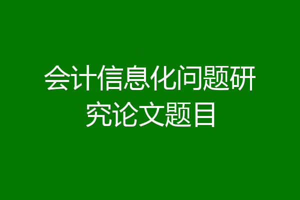 会计信息化问题研究论文题目